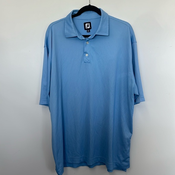 FootJoy Polo Shirt XL Blue Stripe Embroidered Stretch Short Sleeve Colla… - Picture 1 of 7